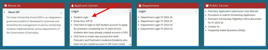 Click on Student Login